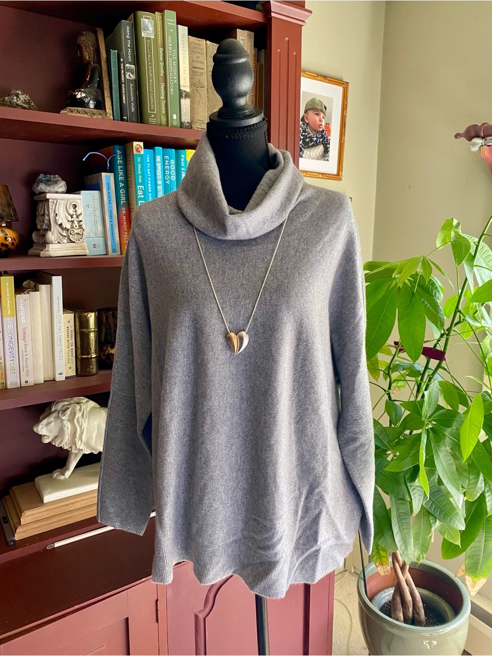 Pure Jill Cozy Cashmere Women's Gray Cowl Neck Sweater